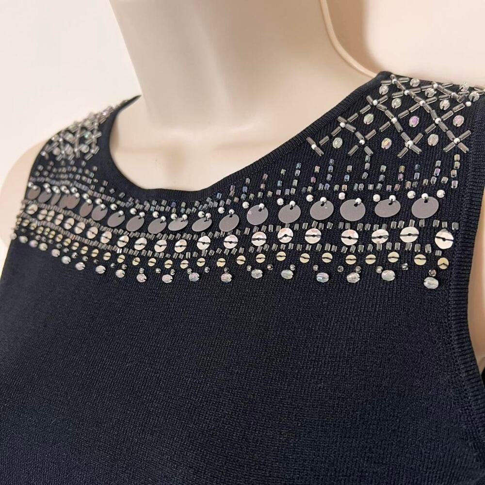 Y2K Vintage Joseph A Black Iridescent Beaded Knit Tank Top